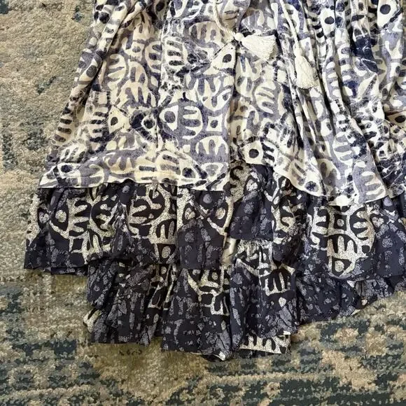 Free People Beach Day Mini Dress in Blue & White/ Ivory - Picture 2 of 6